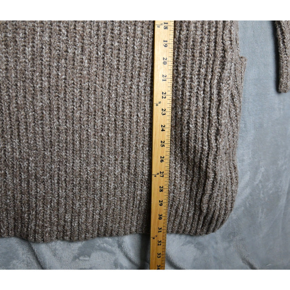 Cozy Casual Hooded Cardigan Women S/M Oversized Brown Knit Open Front Sweater - Picture 8 of 9